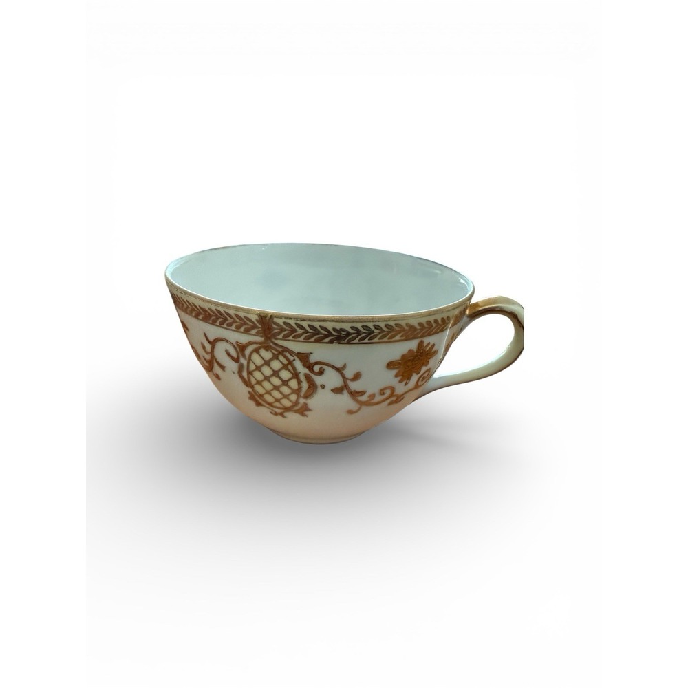 Antique Hand Painted Nippon Teacup Gold Gilt Medallion Japan 1891-1921 Read